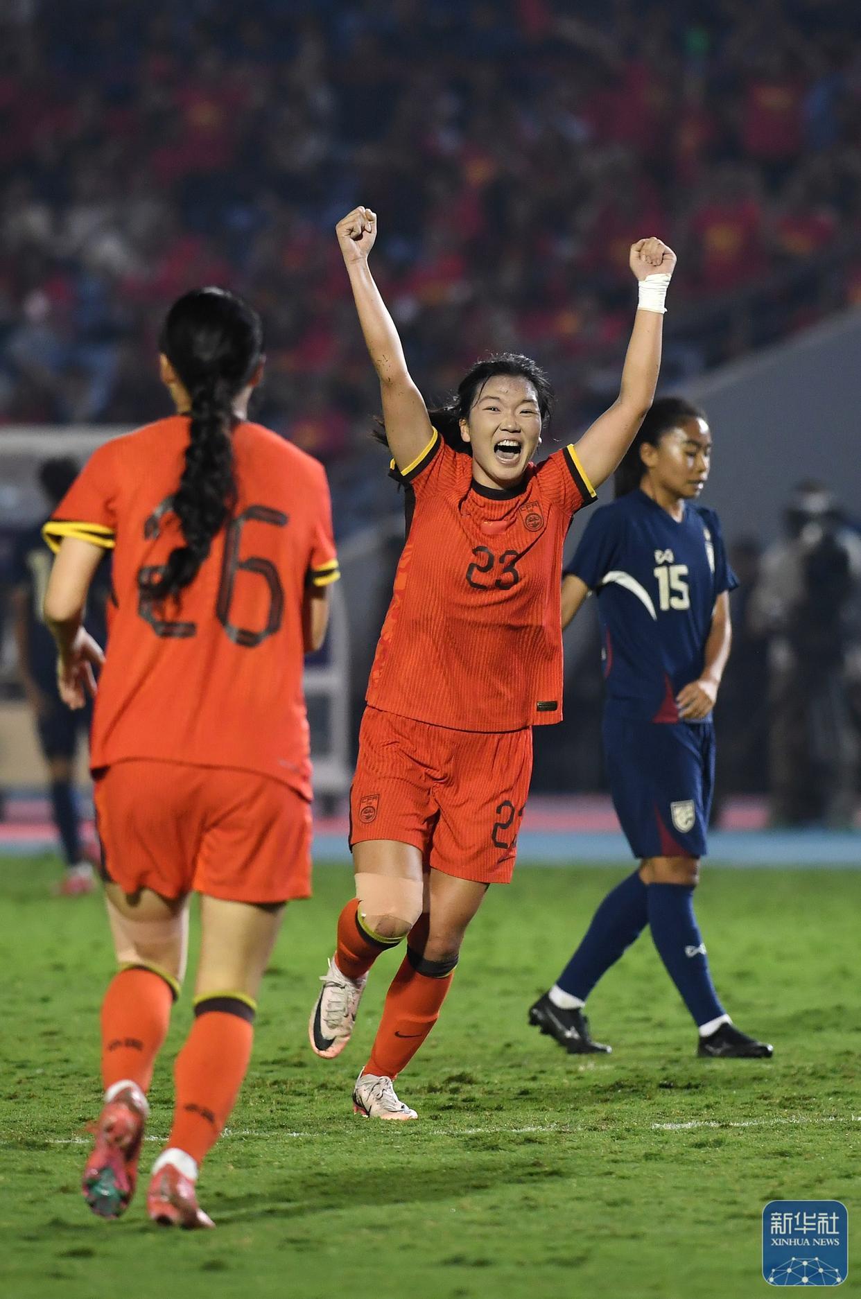 中国队在国际女足比赛中获得胜利